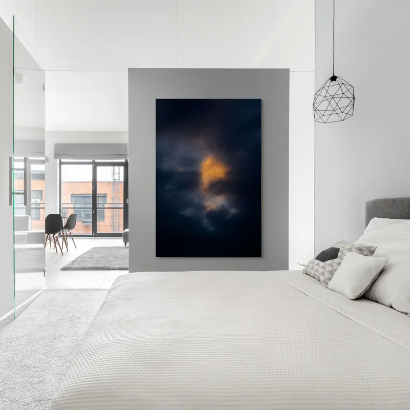 Tablou Canvas, "Lumină strălucind printre nori întunecați", Nor, Întunecat, Strălucire, Mister, Contrast, Cer, Dramatic, Lumină, Umbre, Crepuscul, 100 x 150 cm – poza 5