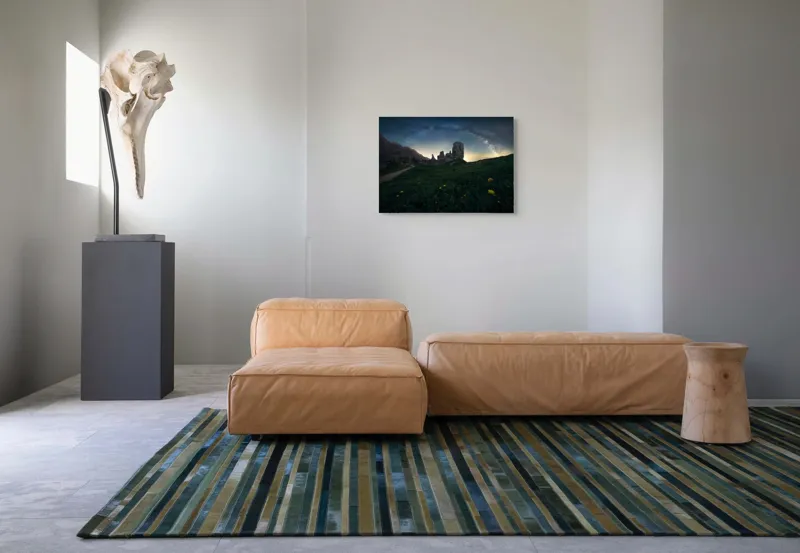 Tablou Canvas, "Calea Lactee peste munți și flori", Stele, Munte, Noapte, Lumină, Flori, Cărare, Cer, Peisaj, Natură, Stâncă., 70 x 50 cm – poza 8
