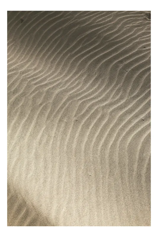 Tablou Canvas, "Valuri fine de nisip auriu", Ondulații, Textură, Nisip, Lumină, Umbre, Natură, Model, Dune, 39 x 54 cm