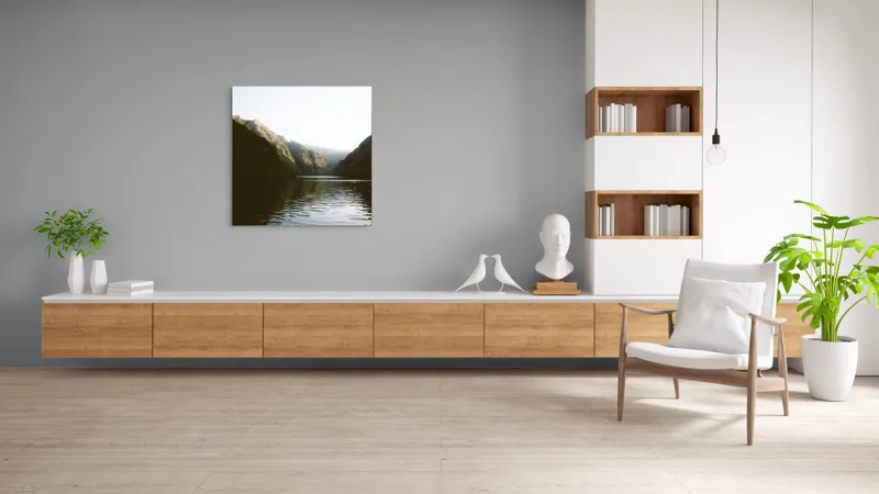 Tablou Canvas, "Reflexia dimineții pe lacul montan", 100 x 100 cm – poza 8