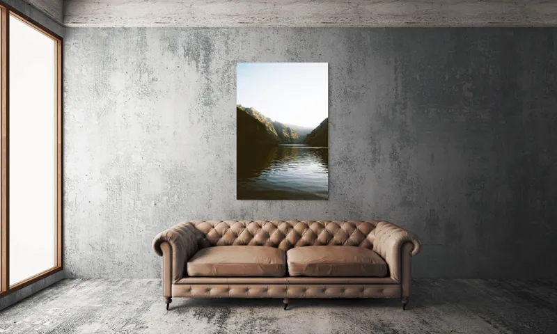 Tablou Canvas, "Reflexia dimineții pe lacul montan", 100 x 150 cm – poza 6