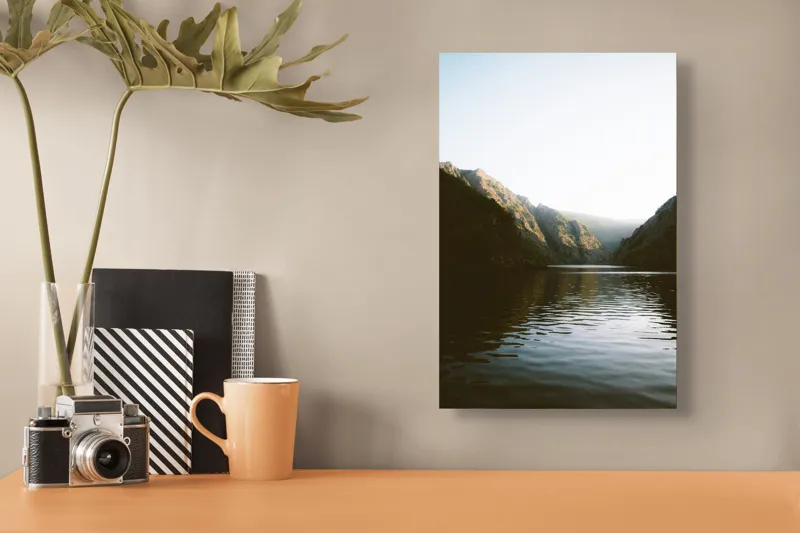 Tablou Canvas, "Reflexia dimineții pe lacul montan", 26 x 39 cm – poza 3
