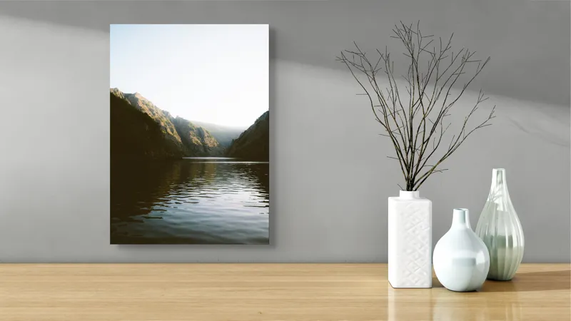 Tablou Canvas, "Reflexia dimineții pe lacul montan", 39 x 54 cm – poza 4