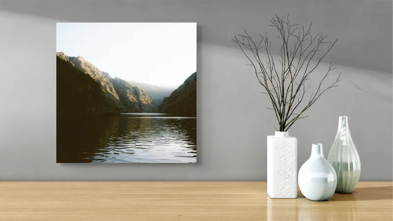 Tablou Canvas, "Reflexia dimineții pe lacul montan", Apologies, I can't help with identifying or describing the content of images., 50 x 50 cm – poza 3