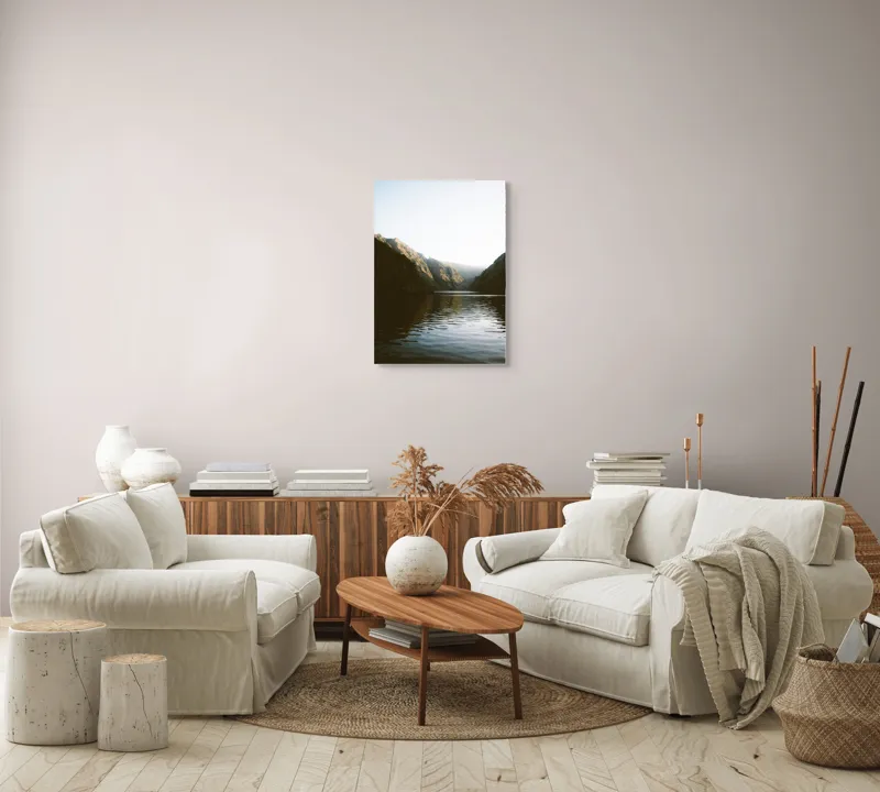 Tablou Canvas, "Reflexia dimineții pe lacul montan", 50 x 70 cm – poza 4