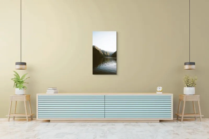 Tablou Canvas, "Reflexia dimineții pe lacul montan", 50 x 90 cm – poza 6