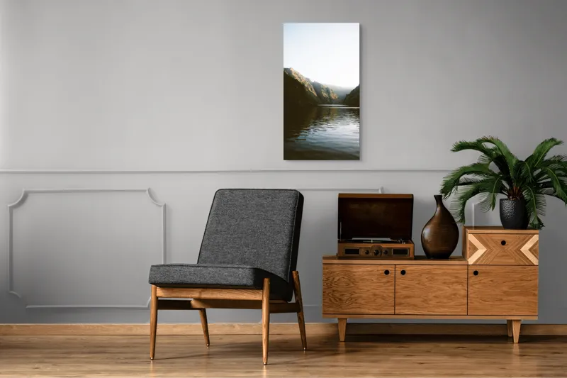 Tablou Canvas, "Reflexia dimineții pe lacul montan", 50 x 90 cm – poza 8