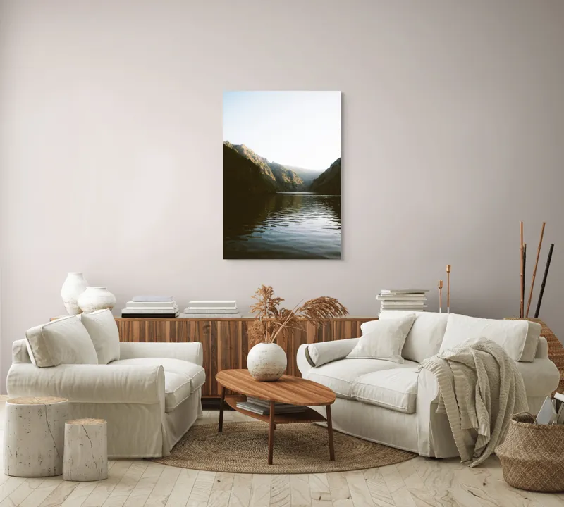 Tablou Canvas, "Reflexia dimineții pe lacul montan", 70 x 100 cm – poza 4