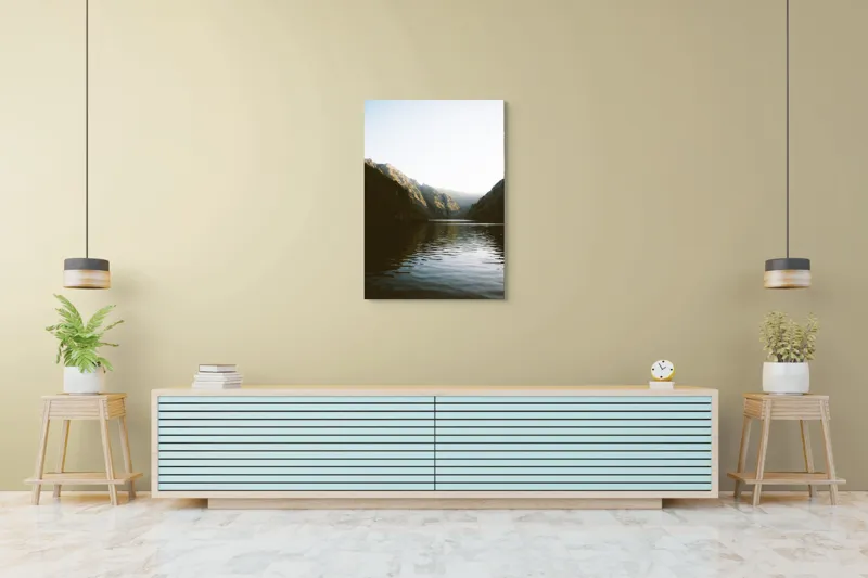 Tablou Canvas, "Reflexia dimineții pe lacul montan", 70 x 100 cm – poza 5