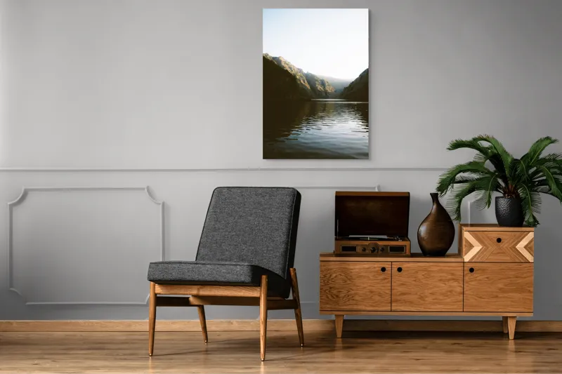 Tablou Canvas, "Reflexia dimineții pe lacul montan", 70 x 100 cm – poza 6
