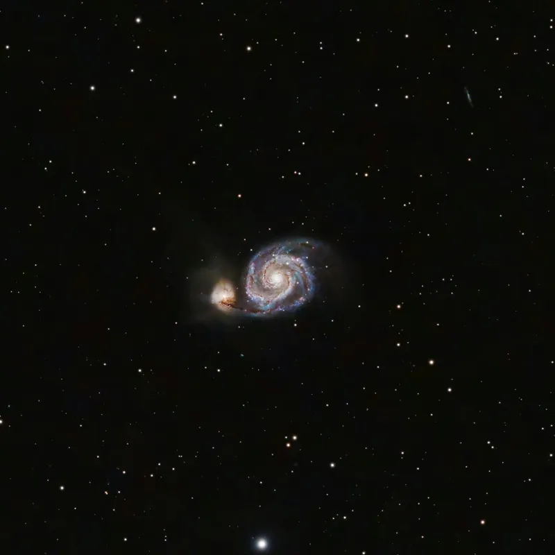 Tablou Canvas, "Îmbrățișarea cosmică a galaxiilor spirale", Spirale, Galaxie, Stele, Univers, Mister, Infinit, Lumini, Spatiu, Distanta, Frumusete, 100 x 100 cm – poza 2