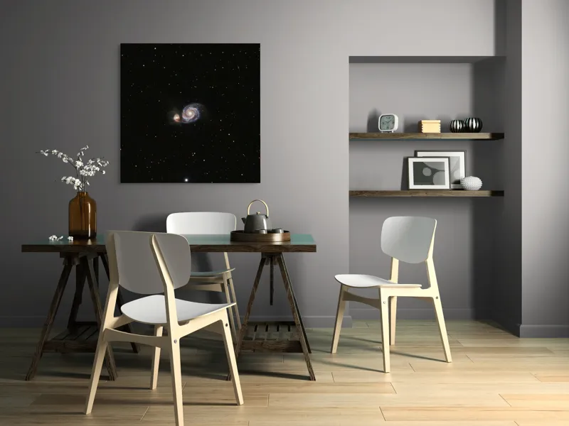 Tablou Canvas, "Îmbrățișarea cosmică a galaxiilor spirale", Spirale, Galaxie, Stele, Univers, Mister, Infinit, Lumini, Spatiu, Distanta, Frumusete, 100 x 100 cm – poza 6