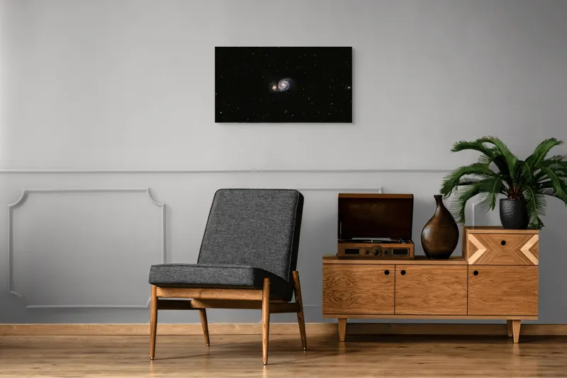 Tablou Canvas, "Îmbrățișarea cosmică a galaxiilor spirale", Spirale, Galaxie, Stele, Univers, Mister, Infinit, Lumini, Spatiu, Distanta, Frumusete, 90 x 50 cm – poza 6