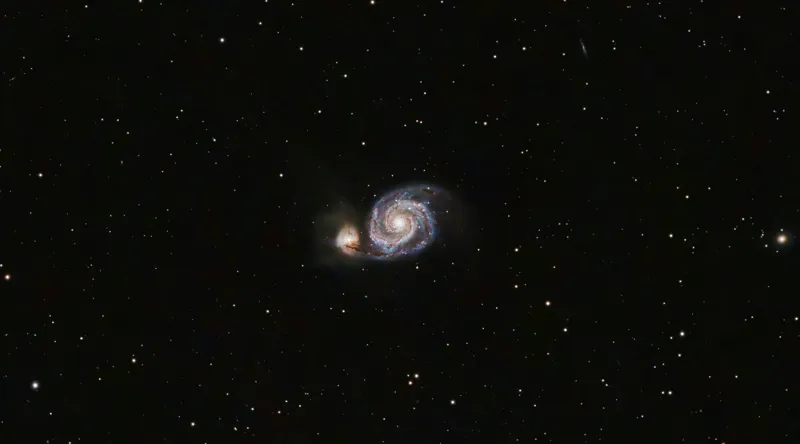Tablou Canvas, "Îmbrățișarea cosmică a galaxiilor spirale", Spirale, Galaxie, Stele, Univers, Mister, Infinit, Lumini, Spatiu, Distanta, Frumusete, 90 x 50 cm – poza 2