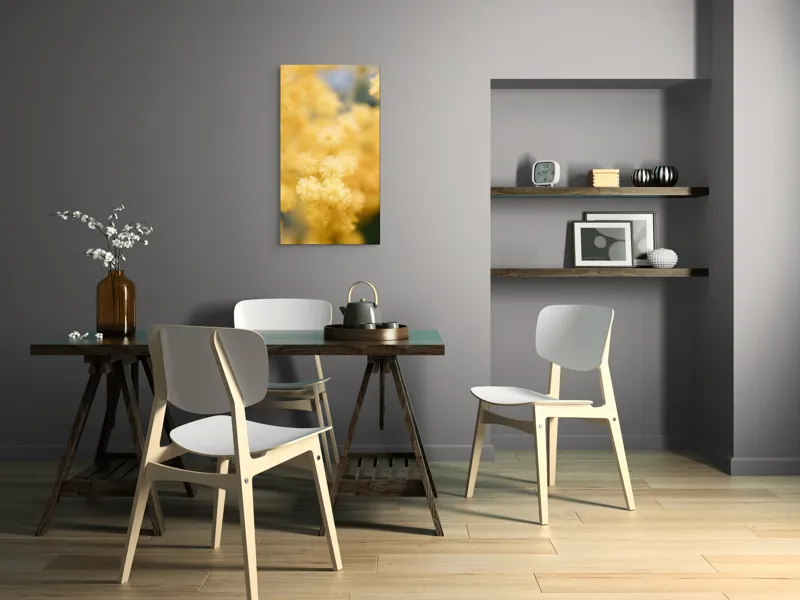 Tablou Canvas, "Mângâierea florilor de mimoză aurie", Flori, Galbene, Puf, Delicate, Moale, Blânde, Naturele, Inundante, Strălucitoare, Calme, 50 x 90 cm – poza 4