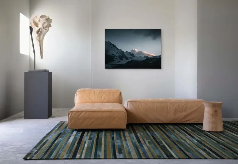 Tablou Canvas, "Norii roz peste munți înzăpeziți", Nor, Munte, Zăpadă, Cer, Umbre, Peisaj, Crepuscul, Tranquilitate, Frig, Natură, 100 x 70 cm – poza 7