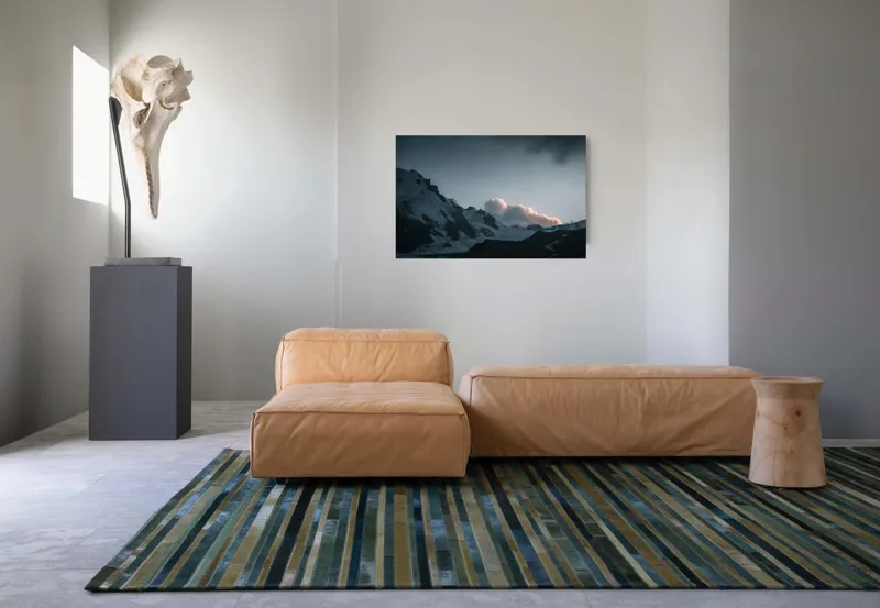 Tablou Canvas, "Norii roz peste munți înzăpeziți", Nor, Munte, Zăpadă, Cer, Umbre, Peisaj, Crepuscul, Tranquilitate, Frig, Natură, 90 x 50 cm – poza 8