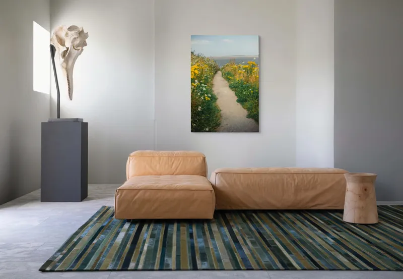 Tablou Canvas, "Cărare printre flori galbene și albe", Drum, Florile, Galbene, Peisaj, Natură, Seninătate, Margine, Timpuriu, 70 x 100 cm – poza 7