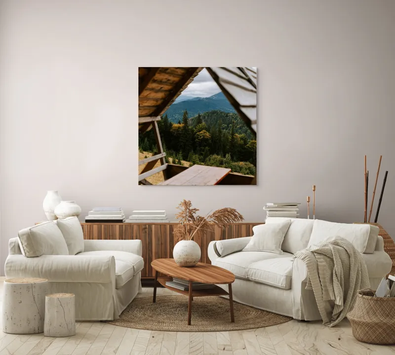 Tablou Canvas Peisaj Montană Pădurean Natură Relaxare, 100 x 100 cm – poza 3