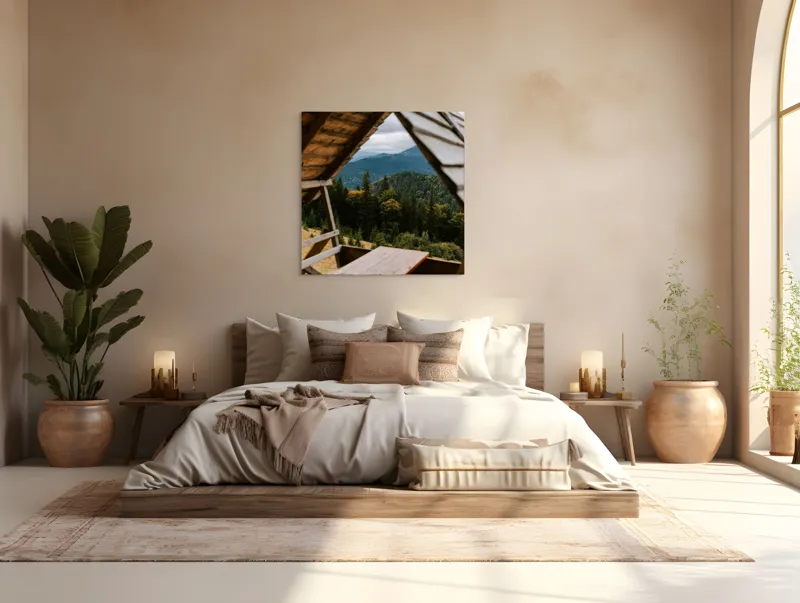 Tablou Canvas Peisaj Montană Pădurean Natură Relaxare, 100 x 100 cm – poza 4