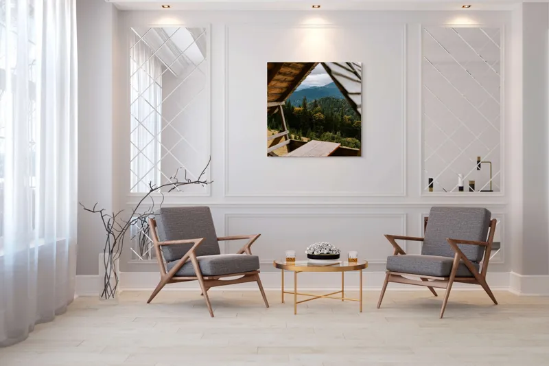 Tablou Canvas Peisaj Montană Pădurean Natură Relaxare, 100 x 100 cm – poza 7