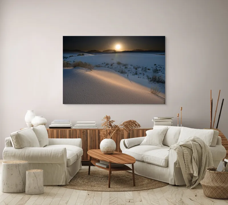 Tablou Canvas Peisaj Deșert Dune Soare Apus Lumină Cer Umbre, 150 x 100 cm – poza 3