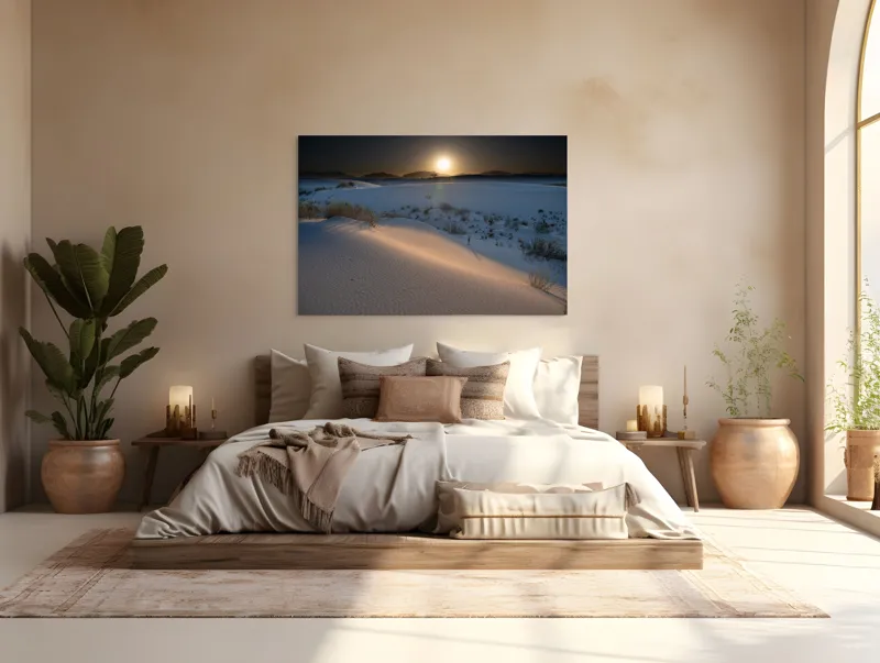 Tablou Canvas Peisaj Deșert Dune Soare Apus Lumină Cer Umbre, 150 x 100 cm – poza 4