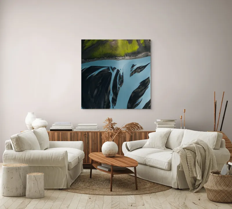 Tablou Canvas Râuri Albastre peisaj islandez Abstracție Natură, 100 x 100 cm – poza 3