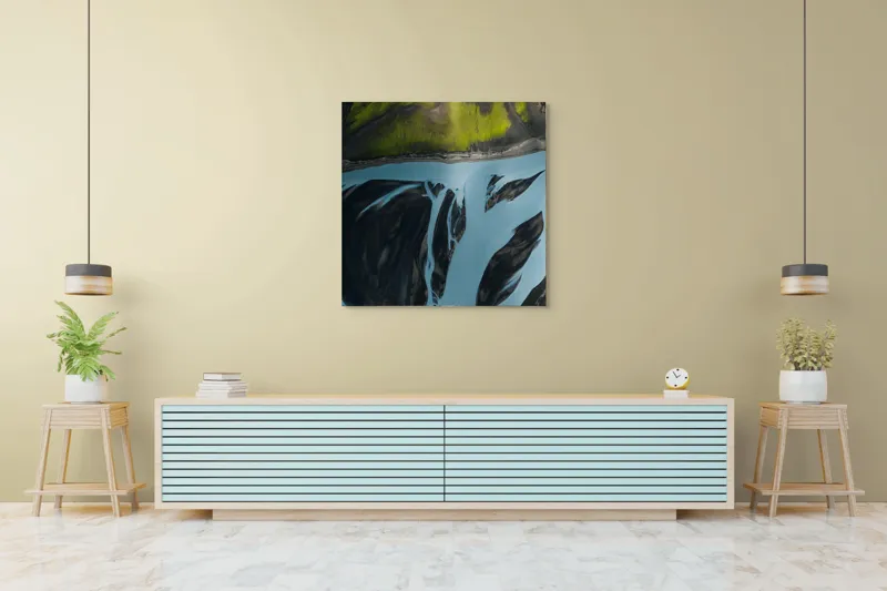 Tablou Canvas Râuri Albastre peisaj islandez Abstracție Natură, 100 x 100 cm – poza 5