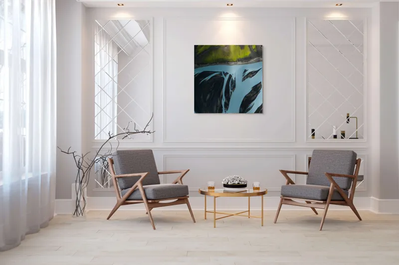Tablou Canvas Râuri Albastre peisaj islandez Abstracție Natură, 100 x 100 cm – poza 7