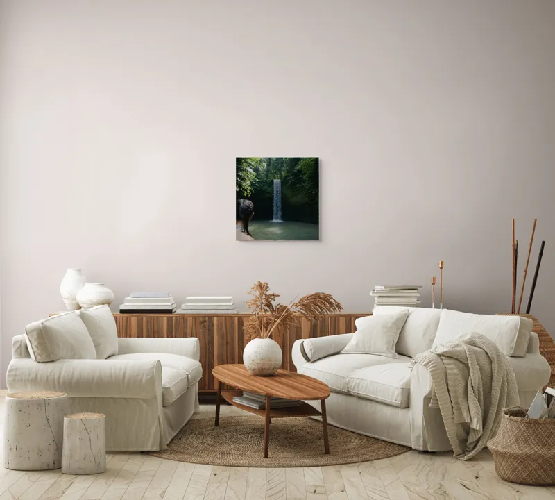 Tablou Canvas, "Cascada ascunsă în inima junglei", Cascadă, Pădure, Apă, Lumină, Vegetație, Relaxare, Natură, Răcoare, Aventură, Calm., 50 x 50 cm – poza 7