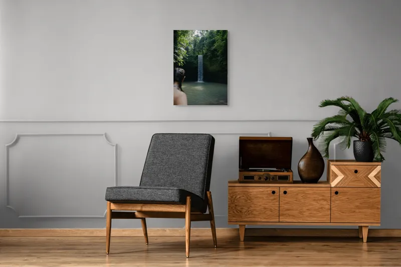 Tablou Canvas, "Cascada ascunsă în inima junglei", Cascadă, Pădure, Apă, Lumină, Vegetație, Relaxare, Natură, Răcoare, Aventură, Calm., 50 x 70 cm – poza 8