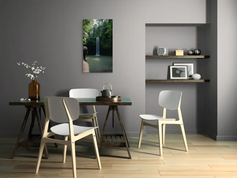 Tablou Canvas, "Cascada ascunsă în inima junglei", Cascadă, Pădure, Apă, Lumină, Vegetație, Relaxare, Natură, Răcoare, Aventură, Calm., 50 x 90 cm – poza 4
