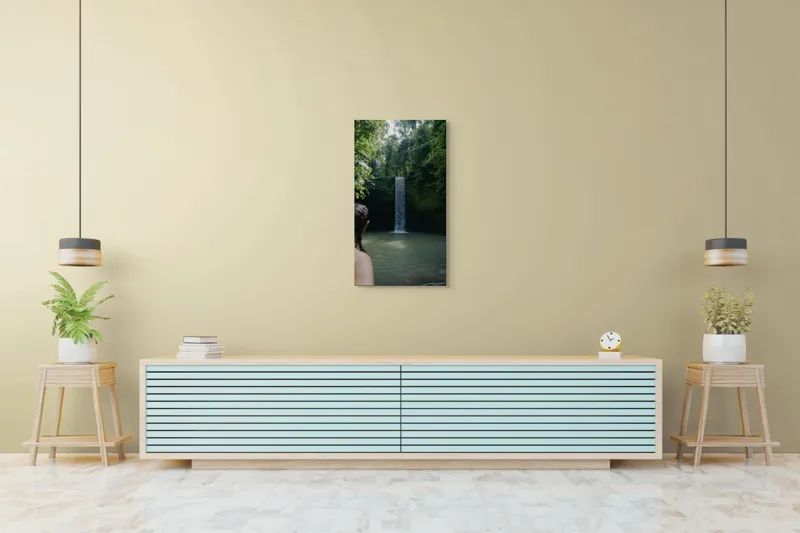 Tablou Canvas, "Cascada ascunsă în inima junglei", Cascadă, Pădure, Apă, Lumină, Vegetație, Relaxare, Natură, Răcoare, Aventură, Calm., 50 x 90 cm – poza 6