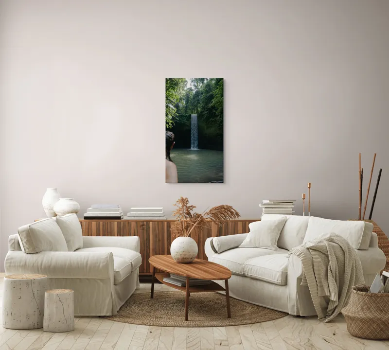 Tablou Canvas, "Cascada ascunsă în inima junglei", Cascadă, Pădure, Apă, Lumină, Vegetație, Relaxare, Natură, Răcoare, Aventură, Calm., 50 x 90 cm – poza 7