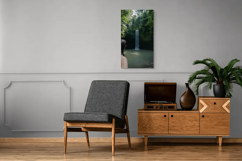 Tablou Canvas, "Cascada ascunsă în inima junglei", Cascadă, Pădure, Apă, Lumină, Vegetație, Relaxare, Natură, Răcoare, Aventură, Calm., 50 x 90 cm – poza 8