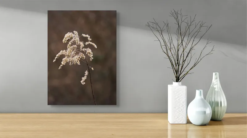 Tablou Canvas, "Dansul delicat al toamnei târzii", Floare, Delicată, Natură, Textură, Toamnă, Subtilitate, Solitudine, Fragilitate, 39 x 54 cm – poza 4