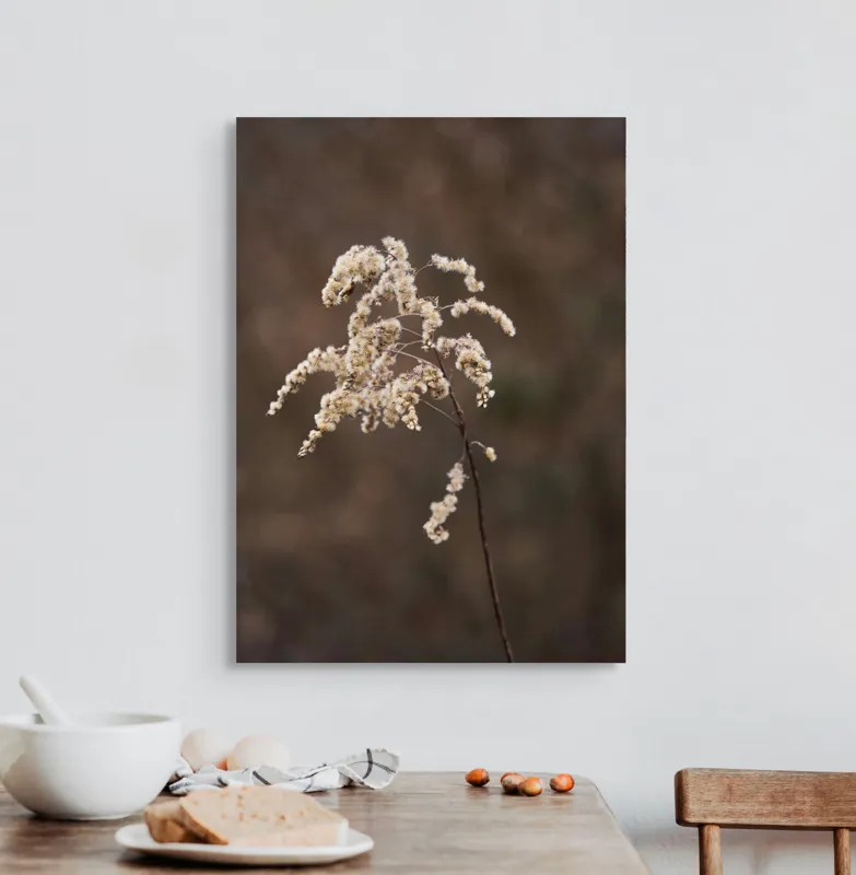 Tablou Canvas, "Dansul delicat al toamnei târzii", Floare, Delicată, Natură, Textură, Toamnă, Subtilitate, Solitudine, Fragilitate, 50 x 70 cm – poza 3