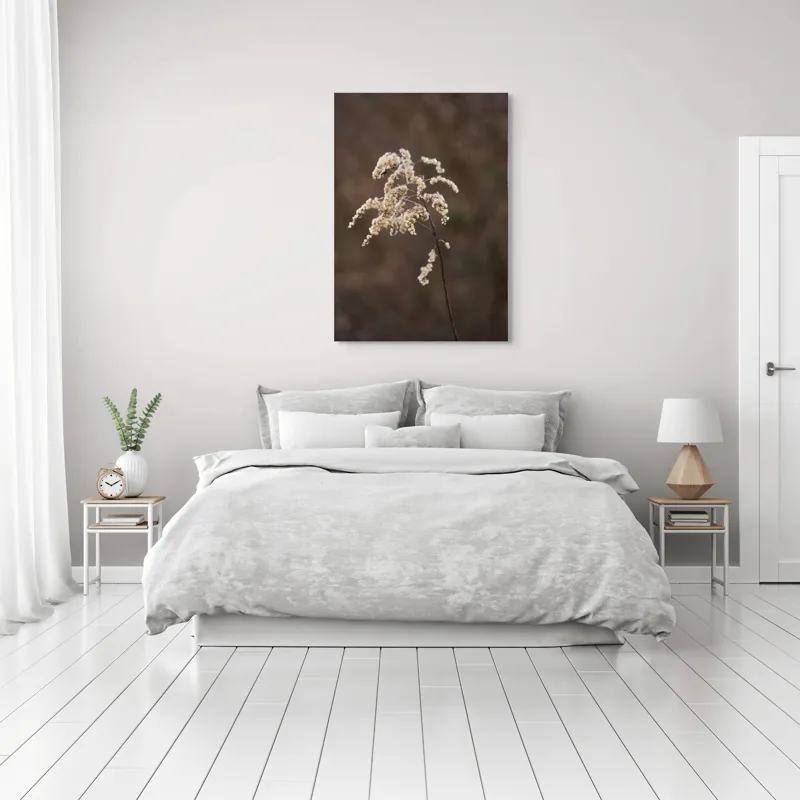 Tablou Canvas, "Dansul delicat al toamnei târzii", Floare, Delicată, Natură, Textură, Toamnă, Subtilitate, Solitudine, Fragilitate, 70 x 100 cm – poza 3