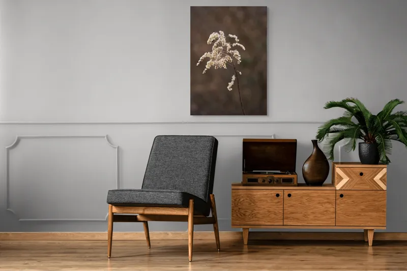 Tablou Canvas, "Dansul delicat al toamnei târzii", Floare, Delicată, Natură, Textură, Toamnă, Subtilitate, Solitudine, Fragilitate, 70 x 100 cm – poza 6