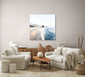 Tablou Canvas, "Valurile mării pe plaja pustie", 100 x 100 cm – poza 3
