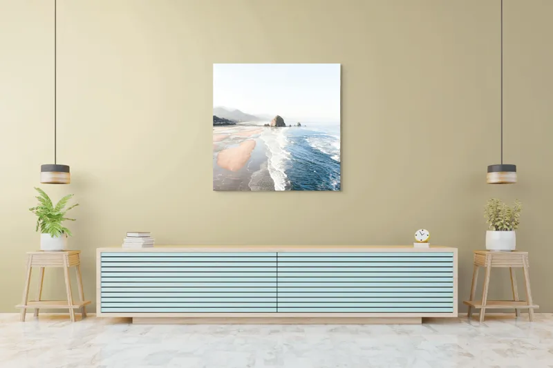 Tablou Canvas, "Valurile mării pe plaja pustie", 100 x 100 cm – poza 5