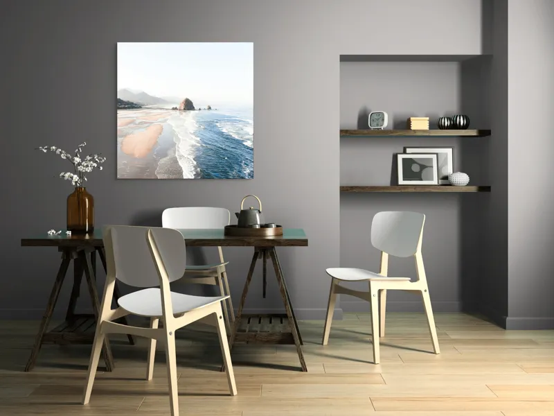 Tablou Canvas, "Valurile mării pe plaja pustie", 100 x 100 cm – poza 6