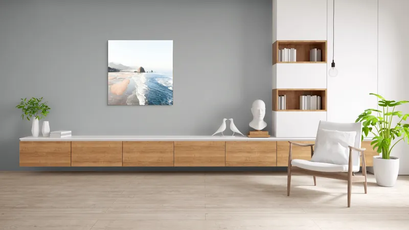 Tablou Canvas, "Valurile mării pe plaja pustie", 100 x 100 cm – poza 8