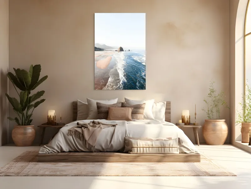 Tablou Canvas, "Valurile mării pe plaja pustie", 100 x 150 cm – poza 3