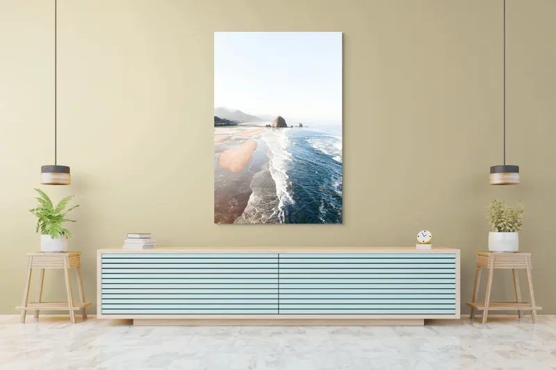 Tablou Canvas, "Valurile mării pe plaja pustie", 100 x 150 cm – poza 4