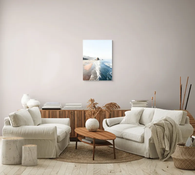 Tablou Canvas, "Valurile mării pe plaja pustie", 50 x 70 cm – poza 4