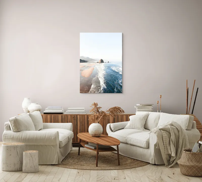 Tablou Canvas, "Valurile mării pe plaja pustie", 70 x 100 cm – poza 4