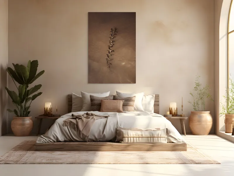 Tablou Canvas, "Frunza plutind pe suprafața apei", Nisip, Apă, Frunză, Textură, Natură, Calm, Efect, Arid, Minimalism, Linie., 100 x 150 cm – poza 3