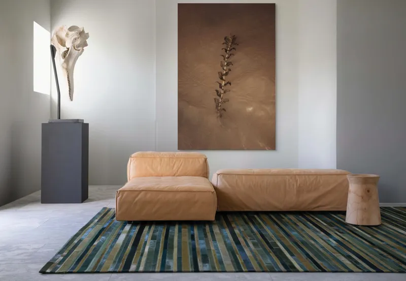 Tablou Canvas, "Frunza plutind pe suprafața apei", Nisip, Apă, Frunză, Textură, Natură, Calm, Efect, Arid, Minimalism, Linie., 100 x 150 cm – poza 7